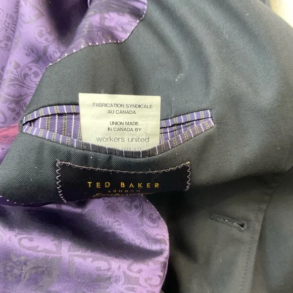 Ted Baker London Endurance Blazer Wool Signature Purple Paisley Lining Size 42R - Picture 12 of 12